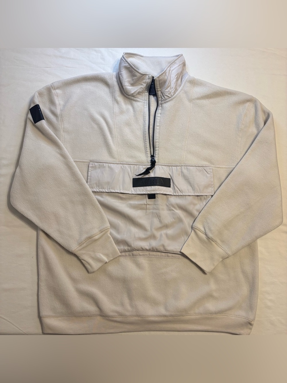 Acrux Half Zip Fleece Pullover Matching Nylon Front Flap Pocket Black Logo Patch